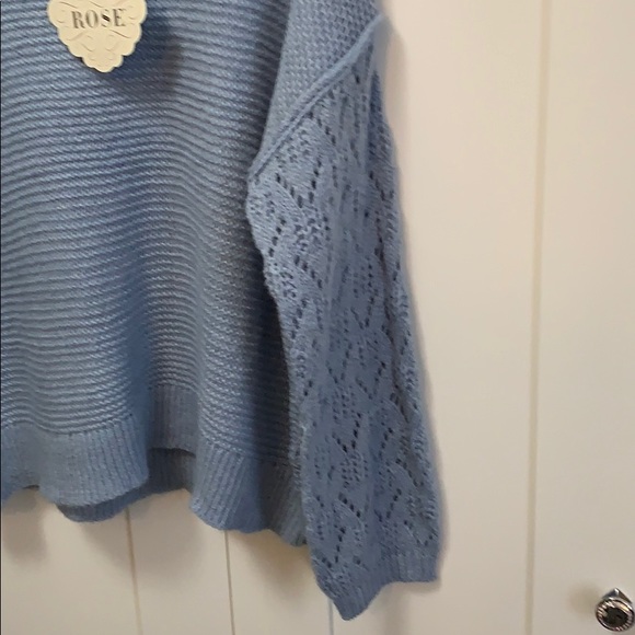 NEW! Ice Blue Knit Arm Sweater - Picture 2 of 4
